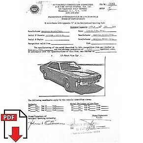 1972 AMC Javelin 2 doors HT FIA homologation form PDF download